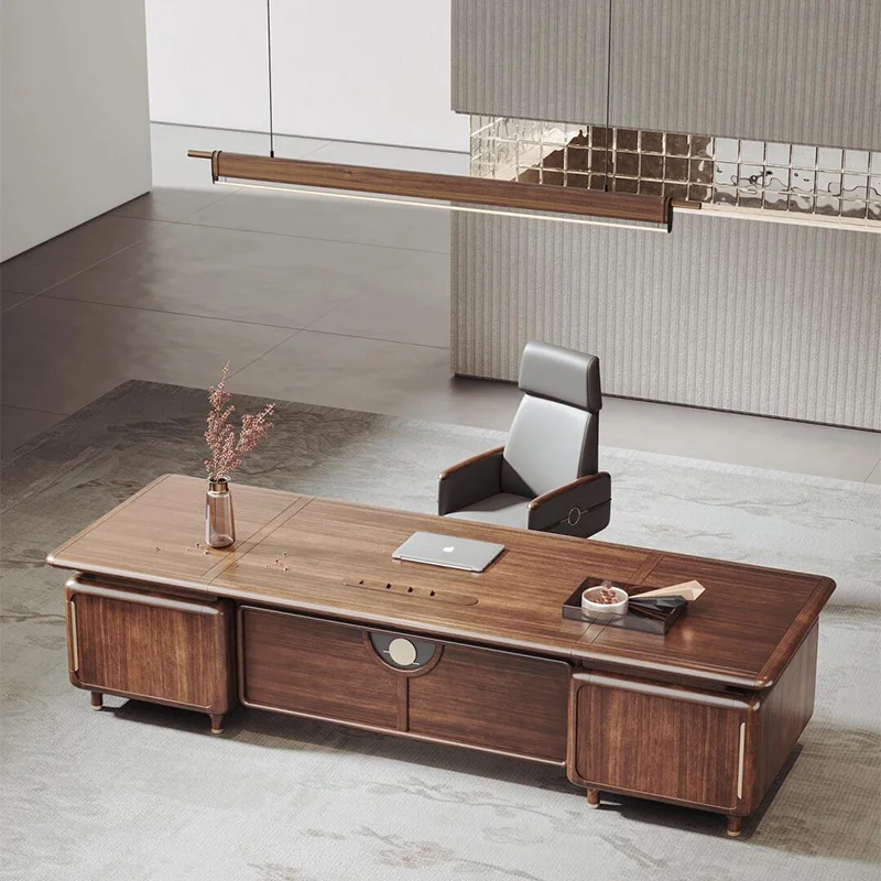 Mesa de Escritório Minimalista de Luxo para Computador, Mesa de Trabalho Executiva de Canto com Gavetas, Mobiliário de Escritório