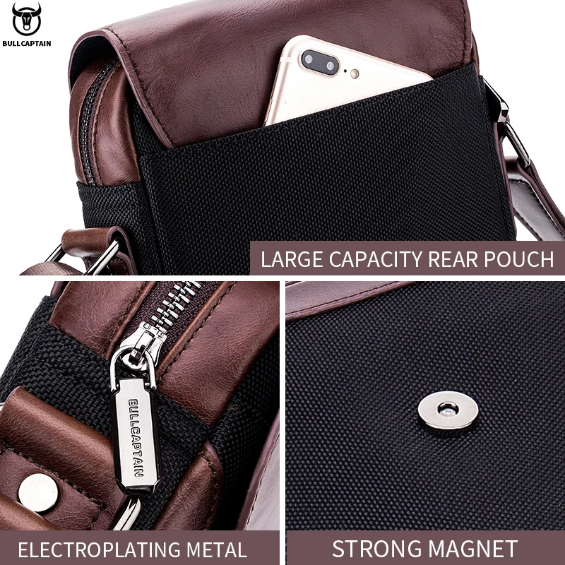 BULLCAPTAIN Man Messenger Bag Men Genuine Leather Shoulder Bags Business Crossbody Casual Bag Famous Brand Male Handbag Bags - view 4