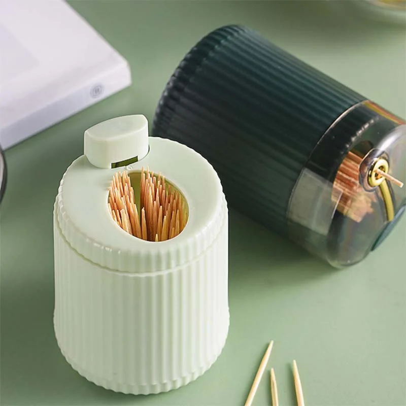 Pop-up Automatic Toothpick Dispenser Portable Plastic Toothpick Holder Container Creative Press Toothpick Storage Box Organizer