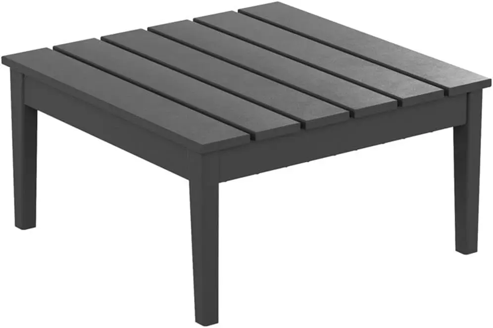 Outdoor Patio Side Table, Small Conversation Coffee Desk For Porch Balcony Poolside Deck Garden, Weather Resistant Square End Table, Modern Minimalist Style, Grey, One Piece