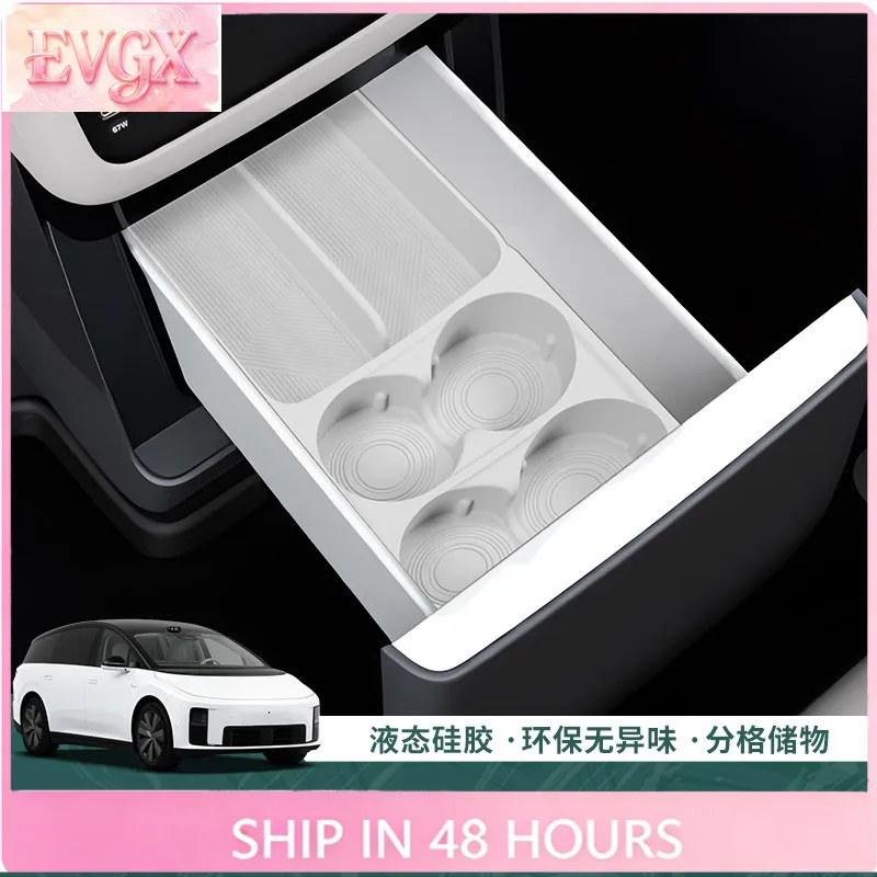 FFBVVFor Li Auto L6 L7 L8 L9 MEGA i6 i8 Silicone Fridge Mat Cup Holder Fixing Grid Interior Accessories Custom Fit Organizer