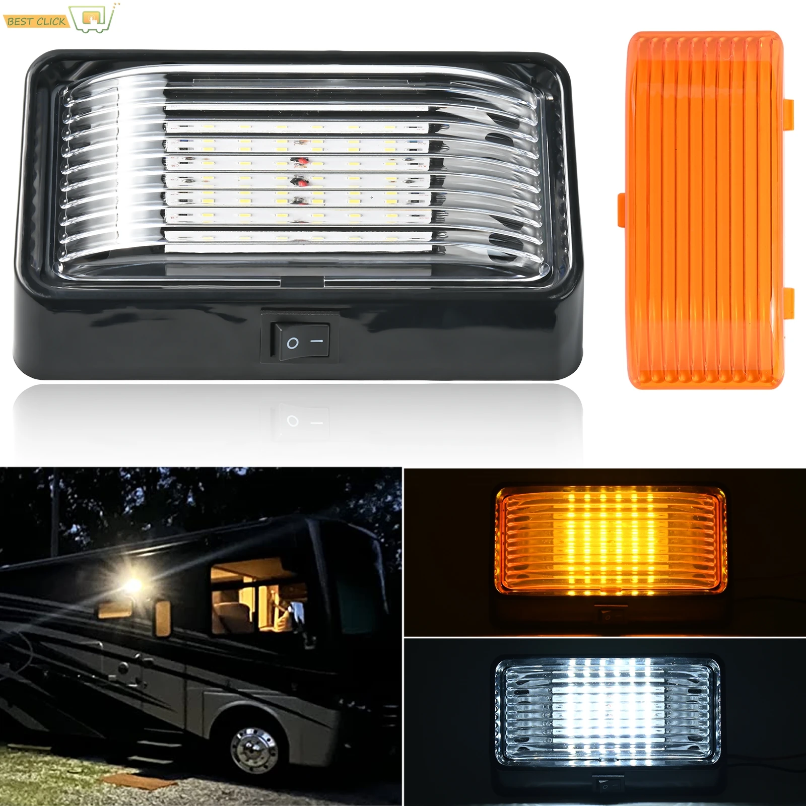 For Caravan Trailers Campers 12V 320LM IP65 Waterproof RV Exterior LED Porch Utility Awning Light Outdoor Lighting