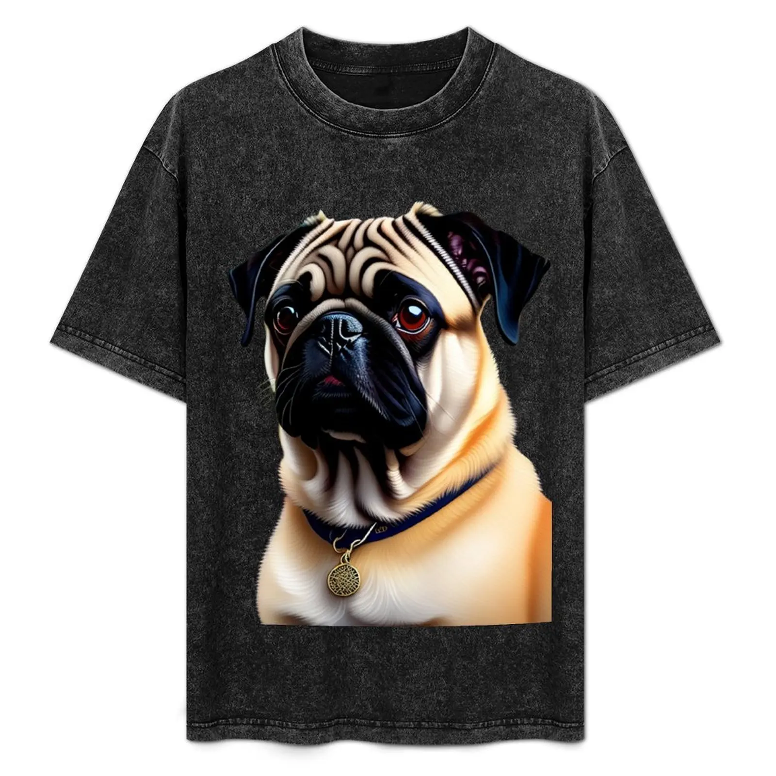 

ohhh a AI ART pug T-Shirt Work Outdoor Short Sleeve Tee