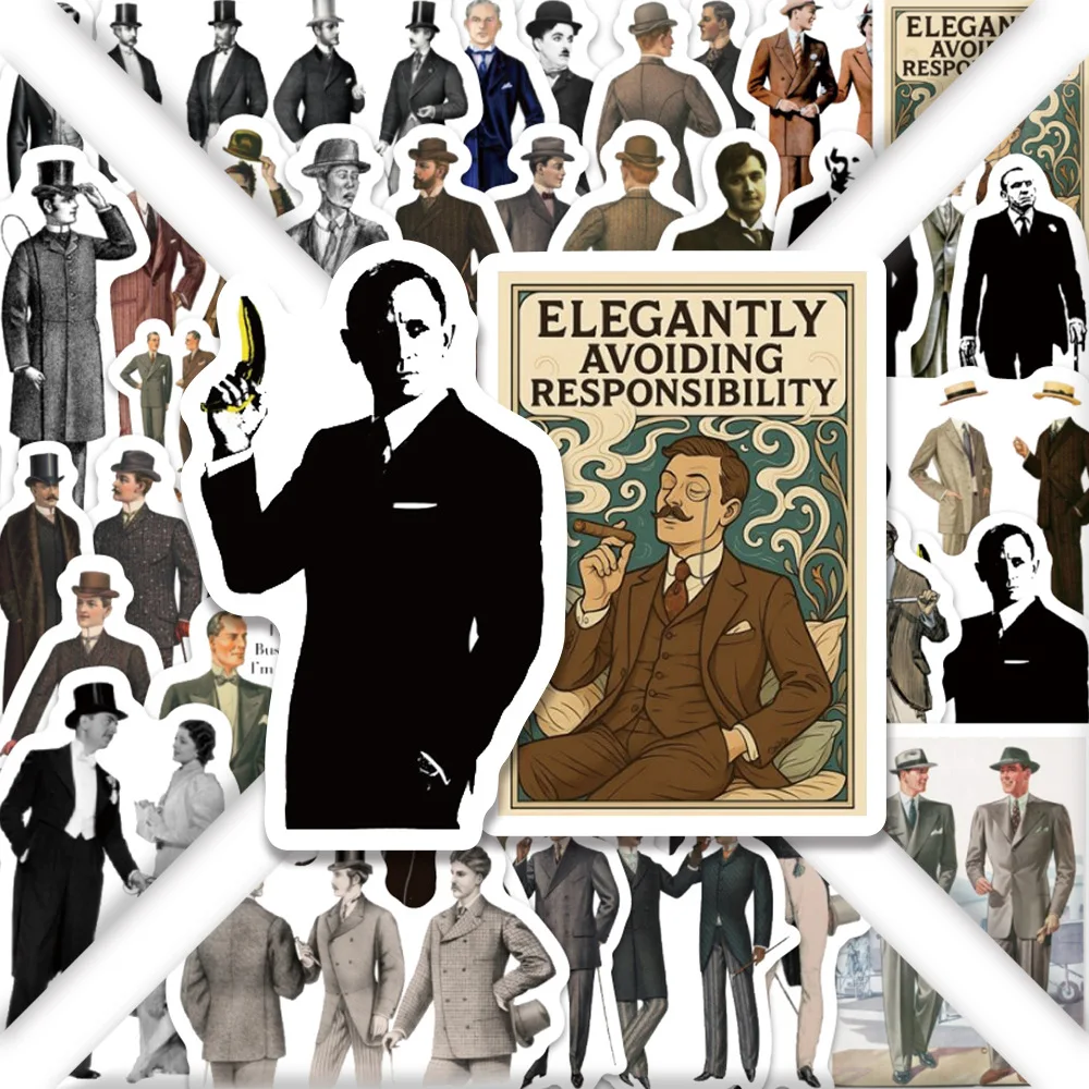 

10/50PCS Retro Gentleman Sticker Cartoon Creative Personality Creative Skateboard Water Cup Scrapbook Laptop Waterproof Decal