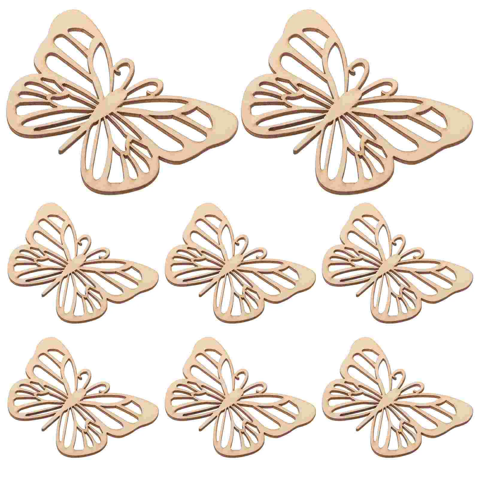 10 Pcs Butterfly Wood Chips Unfinished Butterflies Slice for Crafts Wooden Shape Blank Cutout