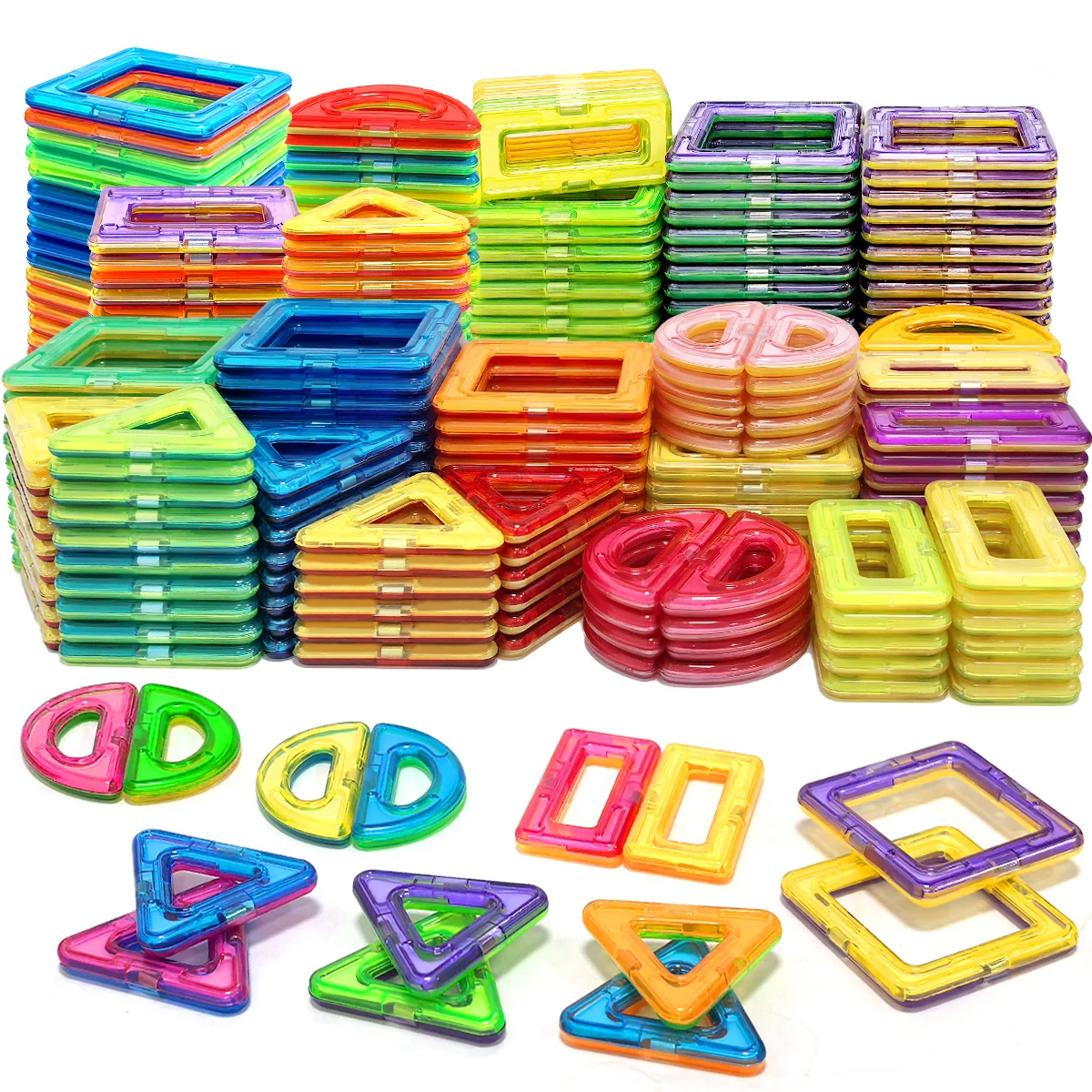 Medium Magnetic Building Blocks Set，Educational STEM Construction Toy, Durable Material, Vibrant Color, Ideal Learning Gift