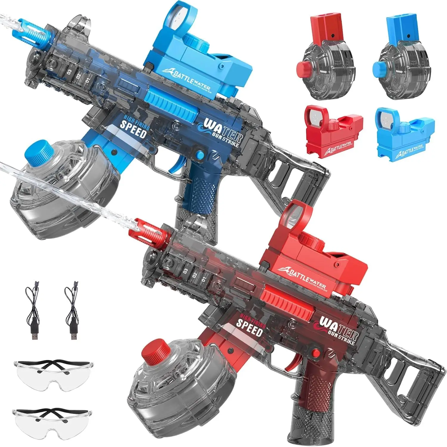 

2 Packs Electric Water Guns, 32-36 FT Long Range Automatic Squirt Gun with 500CC+ High Capacity Tank, Ideal Summer Outdoor Toys