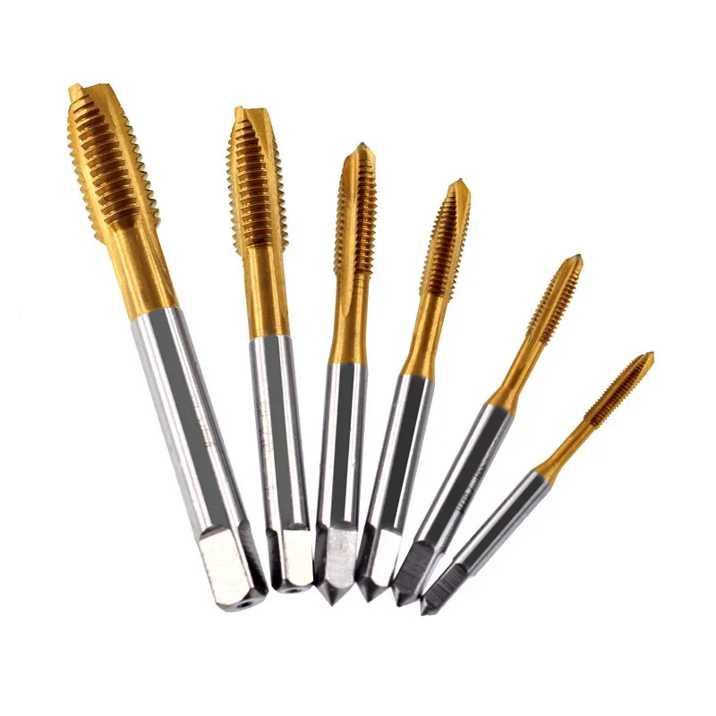 Cobalt High Speed Steel Titanium Coated Metric Coarse Thread Hand Drill Tap Set Straight Flute Machine