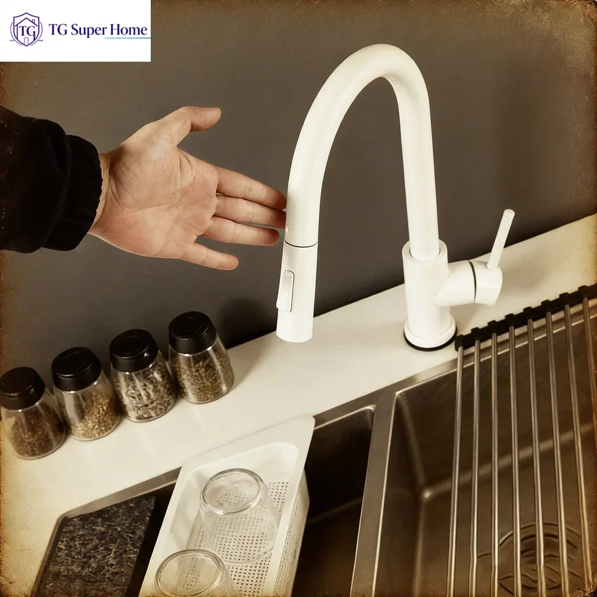 Smart Touch Sensor Kitchen Sink Faucet Brushed Nickel Pull Down Sprayer Hot Cold Mixer Tap Modern Kitchen Fixture Faucets