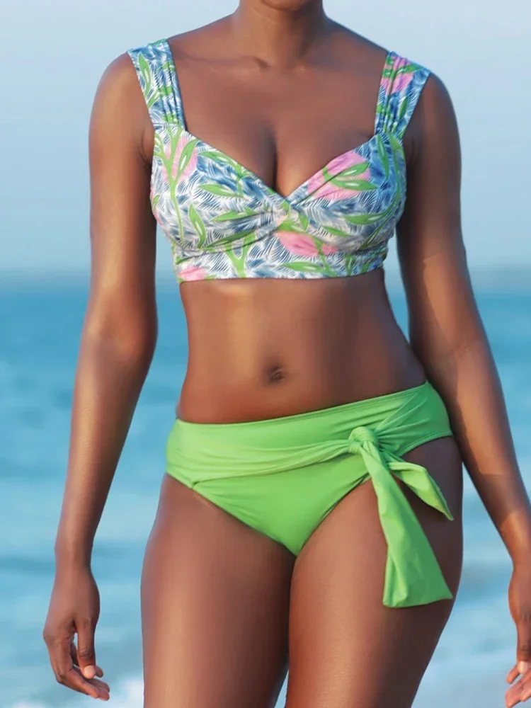 ハイウエスト水着 レディース ビキニセット プリント水着 2025 スイミングスーツ 水着 夏 2ピース ビキニ