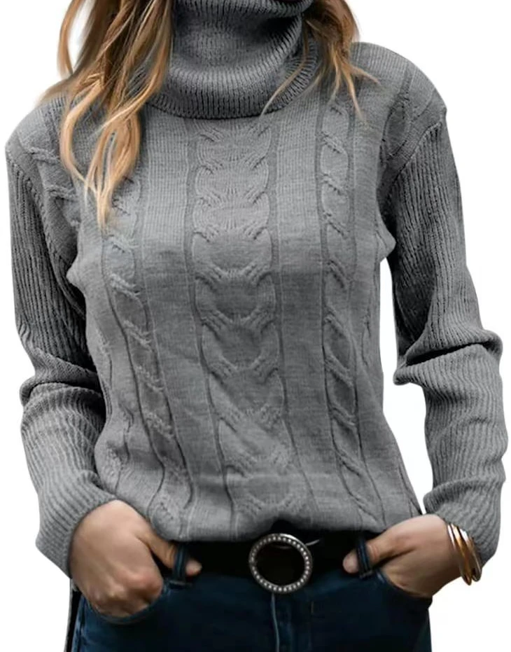 Trui Damesmode 2023 Herfst/Winter Nieuwe Slim Fit Trui Effen Kleur Hoge Hals Gebreide Vintage Lange Mouw Top Dames Dames