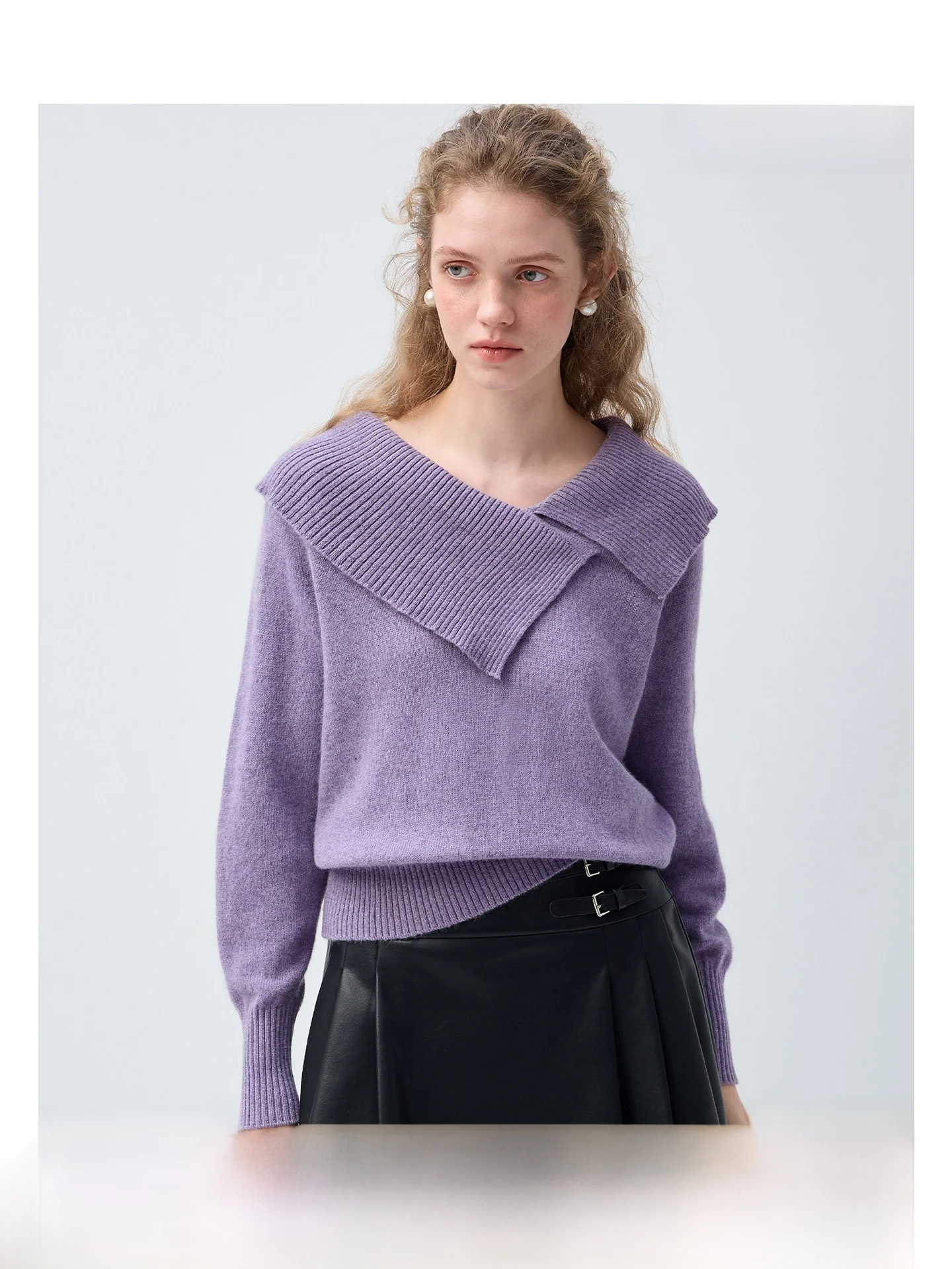 

Женский вязаный свитер Vega Chang с большим воротником, цвет «розовая роза», мягкий, нежный, с эффектом «высокого класса», весенняя новинка