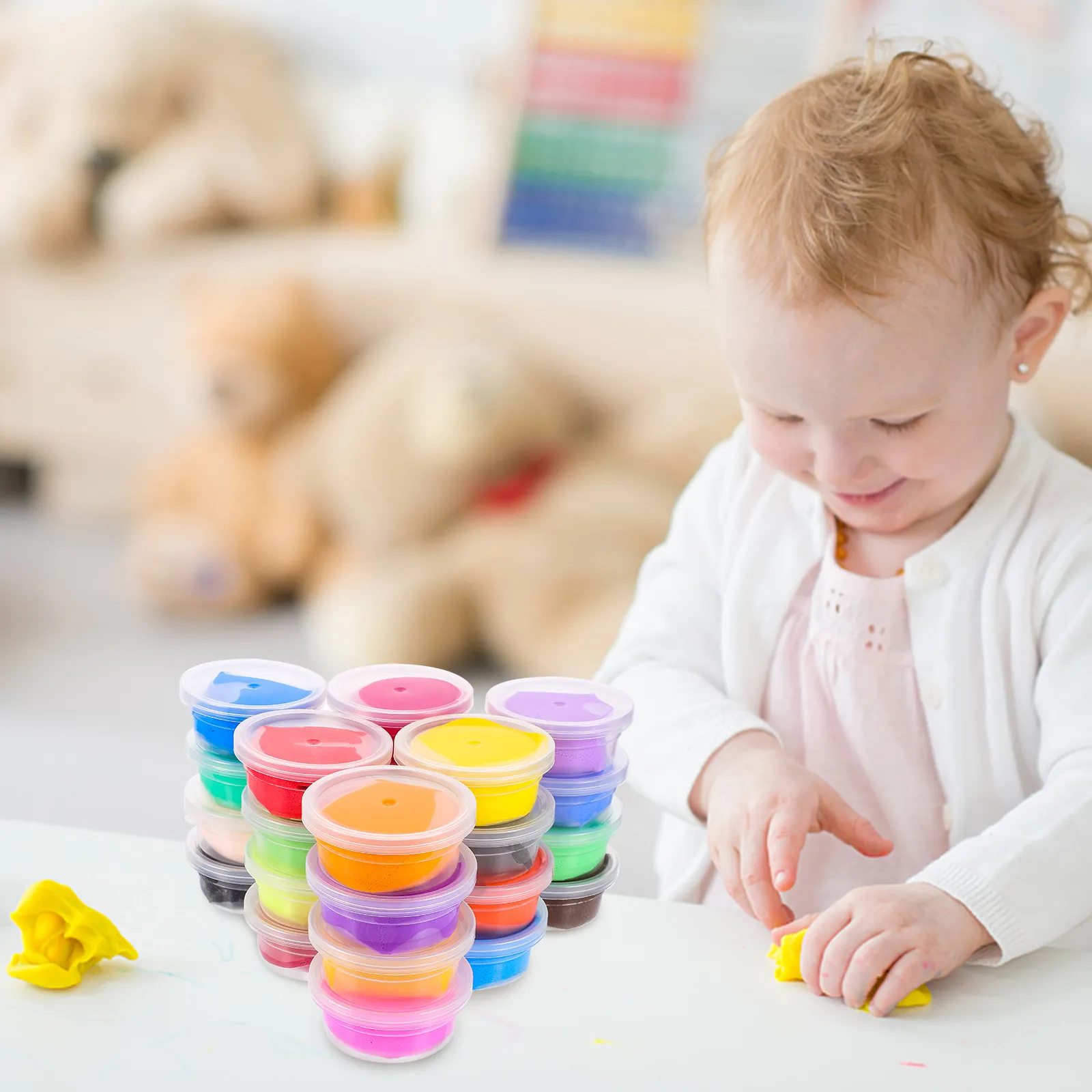 

Набор из 24 цветов глины для лепки, самозатвердевающая глина для детей, творческий набор для скульптур DIY с коробкой для хранения, мягкая, яркая текстура