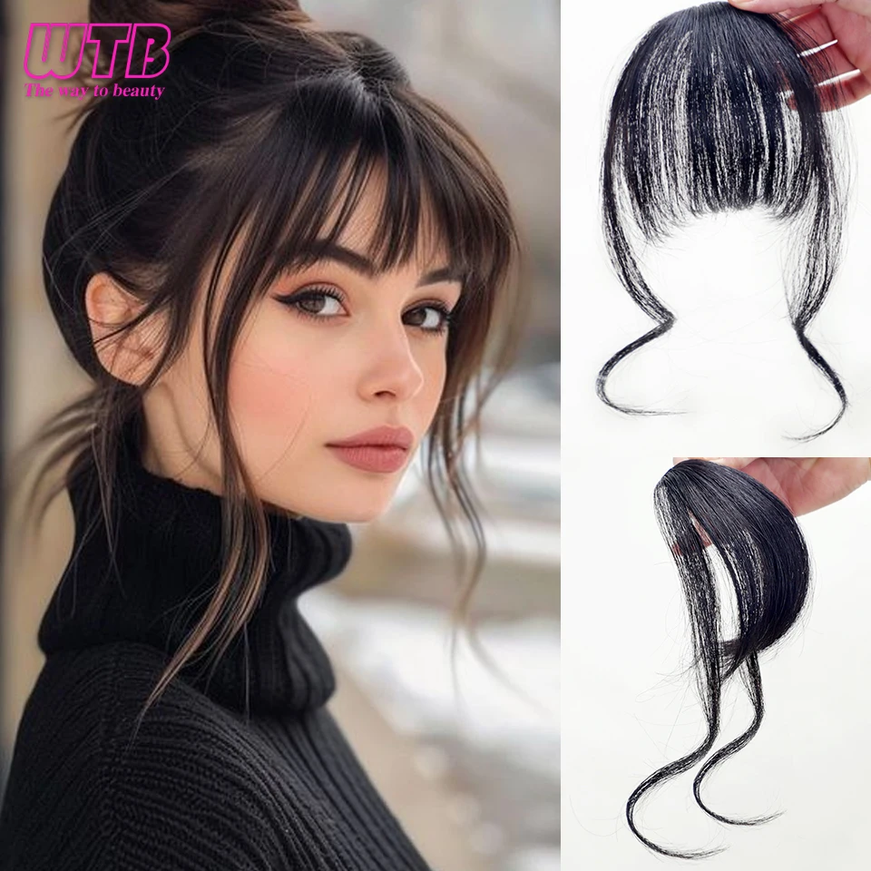 

Synthetic Air Bangs Clips In Hair For Women Covering The Hairline Daily Wear Traceless Heat Resistant French bangs Wigs