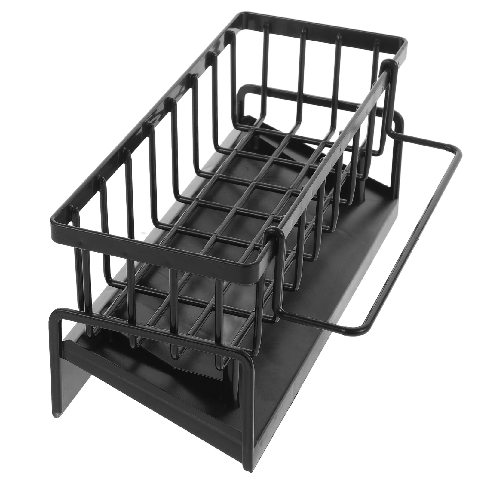 

Kitchen Sponge Sink Rack Organizer Countertop Kitchen Sink Organizer Storage Black Rod No Drill Plastic Material