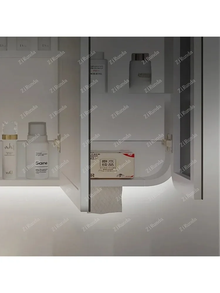 Armário de espelho de banheiro inteligente montado na parede armário de espelho de desembaçamento com luz elegante e simples móveis para casa