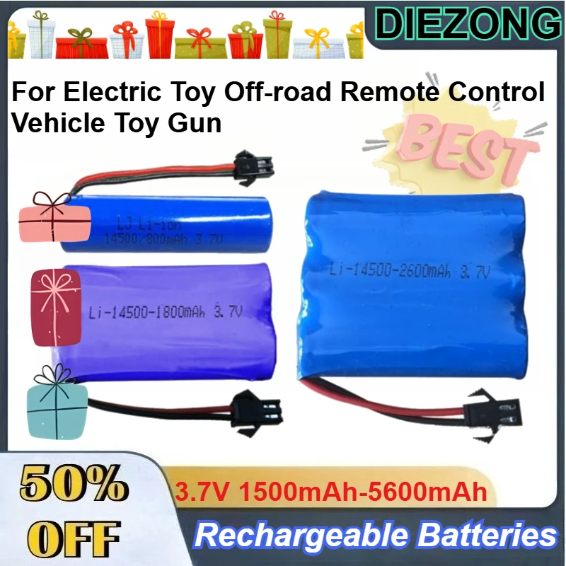 

2 шт. литиевые аккумуляторы 14500 3.7V 1500mAh-5600mAh для электрических игрушек, внедорожников на радиоуправлении, игрушечных пистолетов, перезаряжаемые батареи