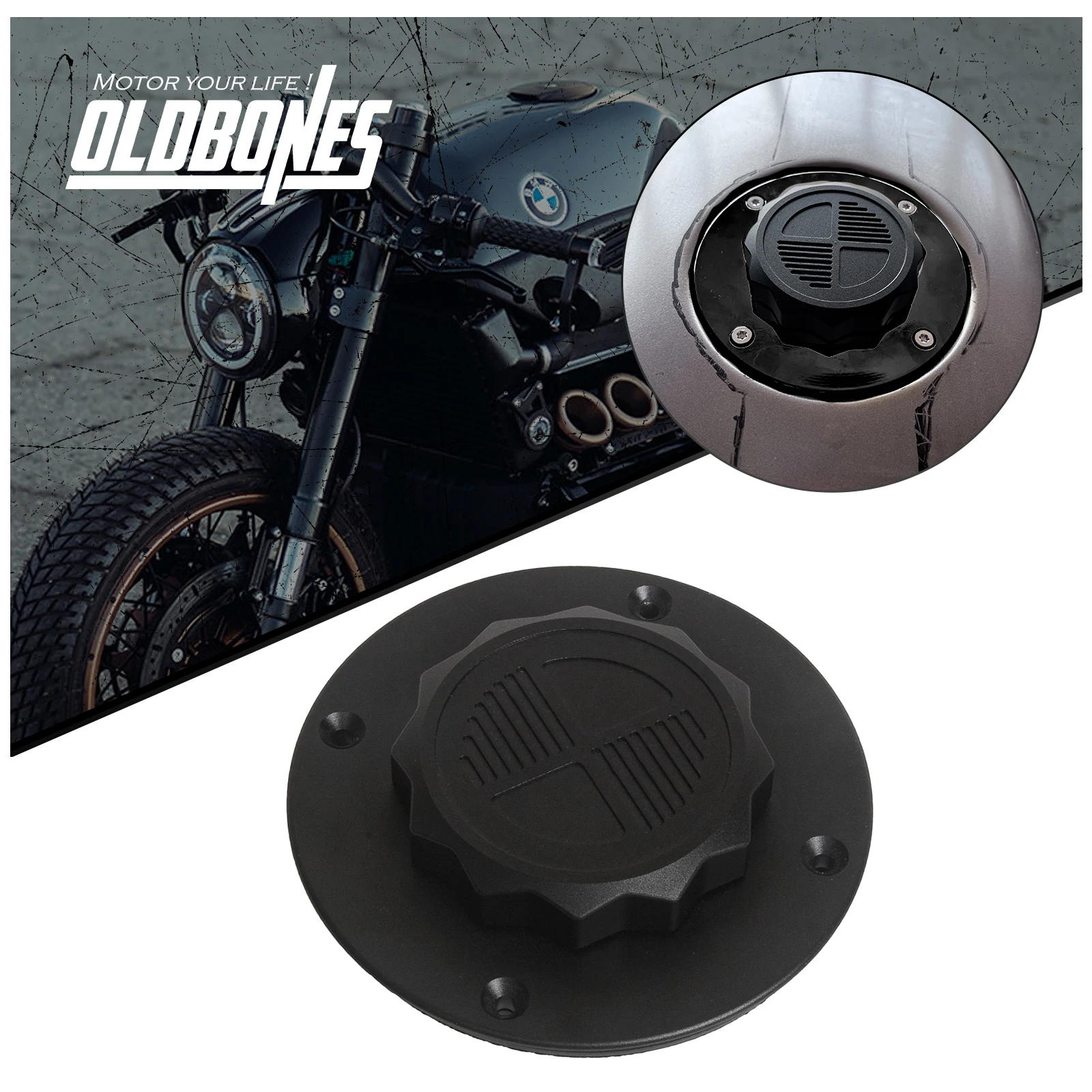 Motorcycle Fuel Tank Cap CNC Oil Cap Fuel Petrol Gas Tank Cover Aluminium For BMW K Series K75 K100 K1100 Protector Cover Black