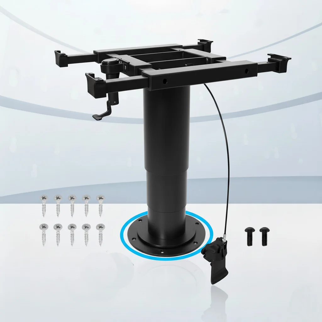 أرجل طاولة قابلة للتعديل تعمل بالهواء المضغوط لمركبة RV/التخييم مع 360 درجة ° مفتاح قفل منزلق دوار بأربعة اتجاهات وقاعدة قابلة لضبط الارتفاع. #1