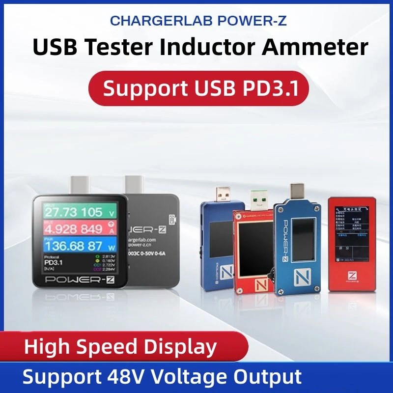 

POWER-Z KM003C KT002 MF003 MF002 MF001 Tester PD3.1 Protocol 48V Dual Type-C Tester Voltage Current Ripple Dual Volt Meter Power