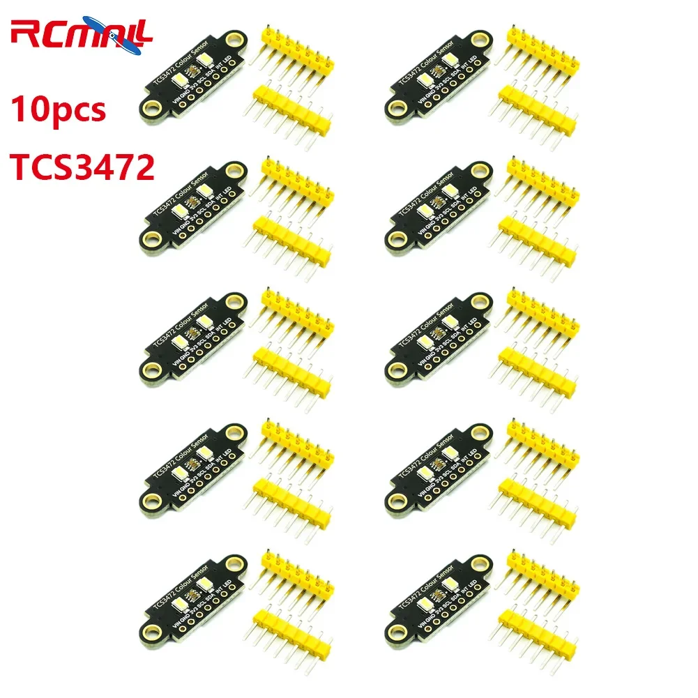 RCmall 10Pcs TCS34725 TCS3472 Color Sensor RGB Sensor Recognition Module Diy Kit Electronic PCB Board RGB IIC For Arduino STM32