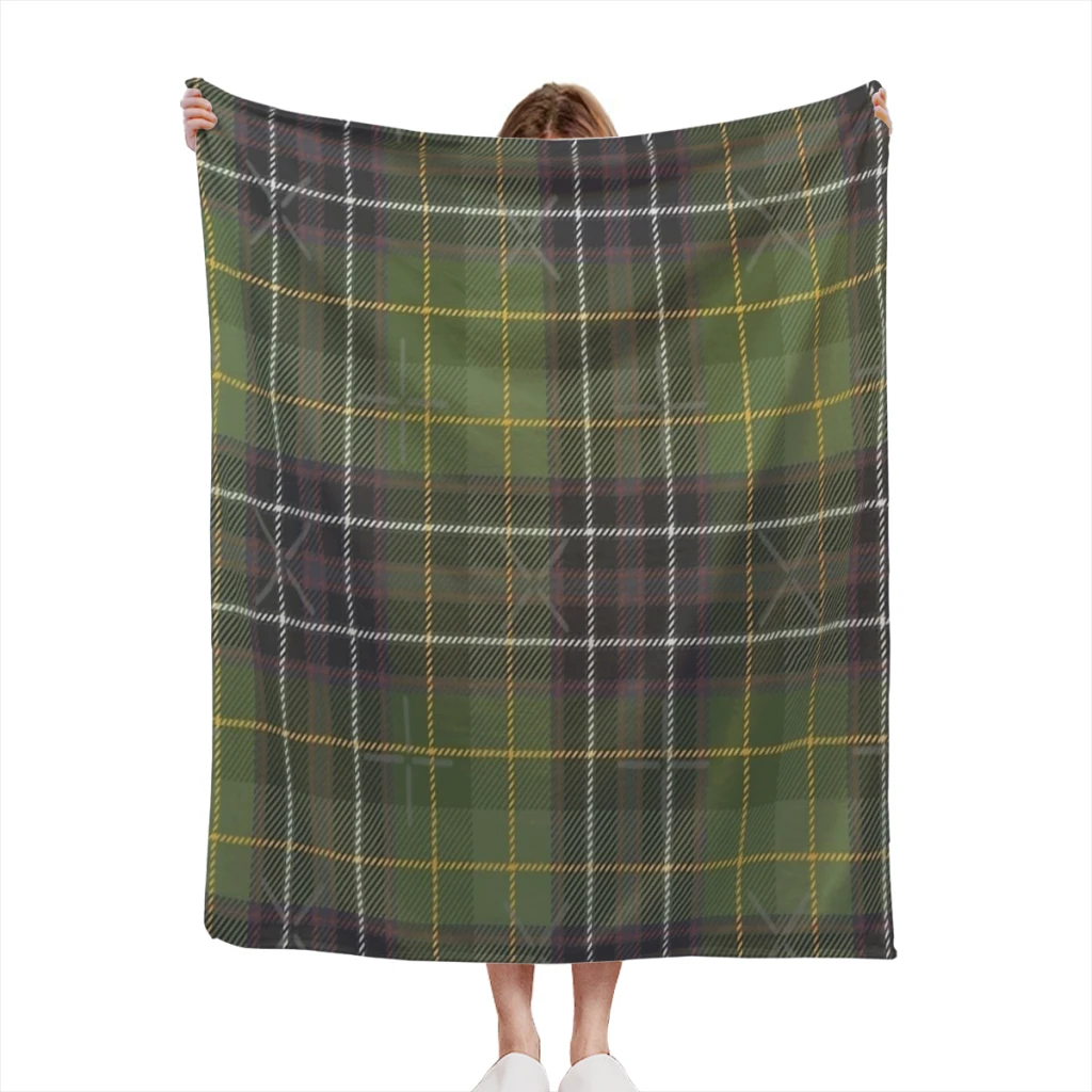 

Green Tartan Summer Blanket Thin Blanket for Couch Sofa Warmth Bed Artificial Flannel Blankets Comfortable