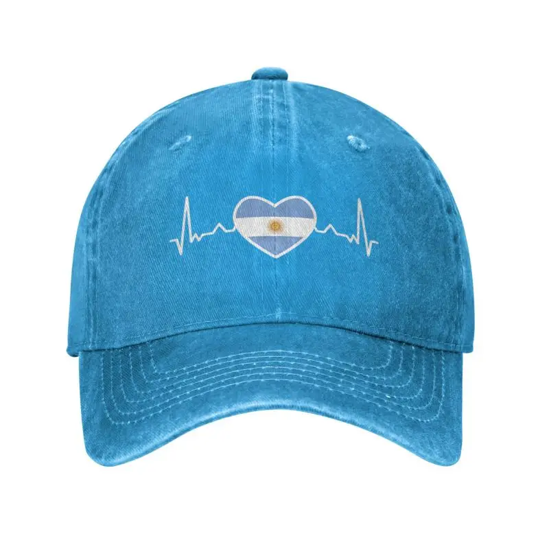 Custom Cotton Heartbeat Argentina Flag Baseball Cap Hip Hop Men Women\'s Adjustable Argentinian Proud Dad Hat Summer