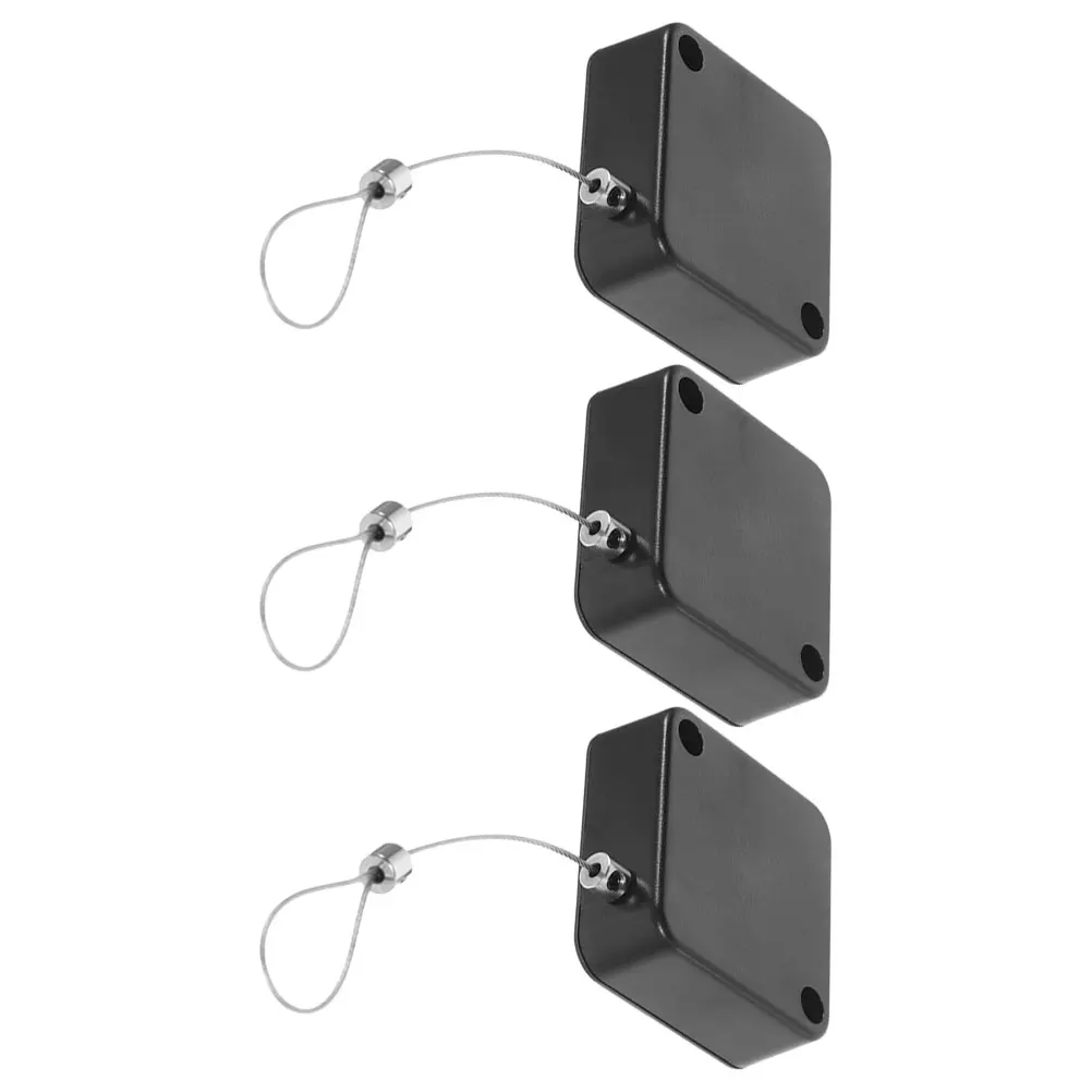 

3pcs Anti Theft Wire Box Black 1m Retractable Cable Holder Automatic Cables Box Steel Wire HOLDER Adjustable Case