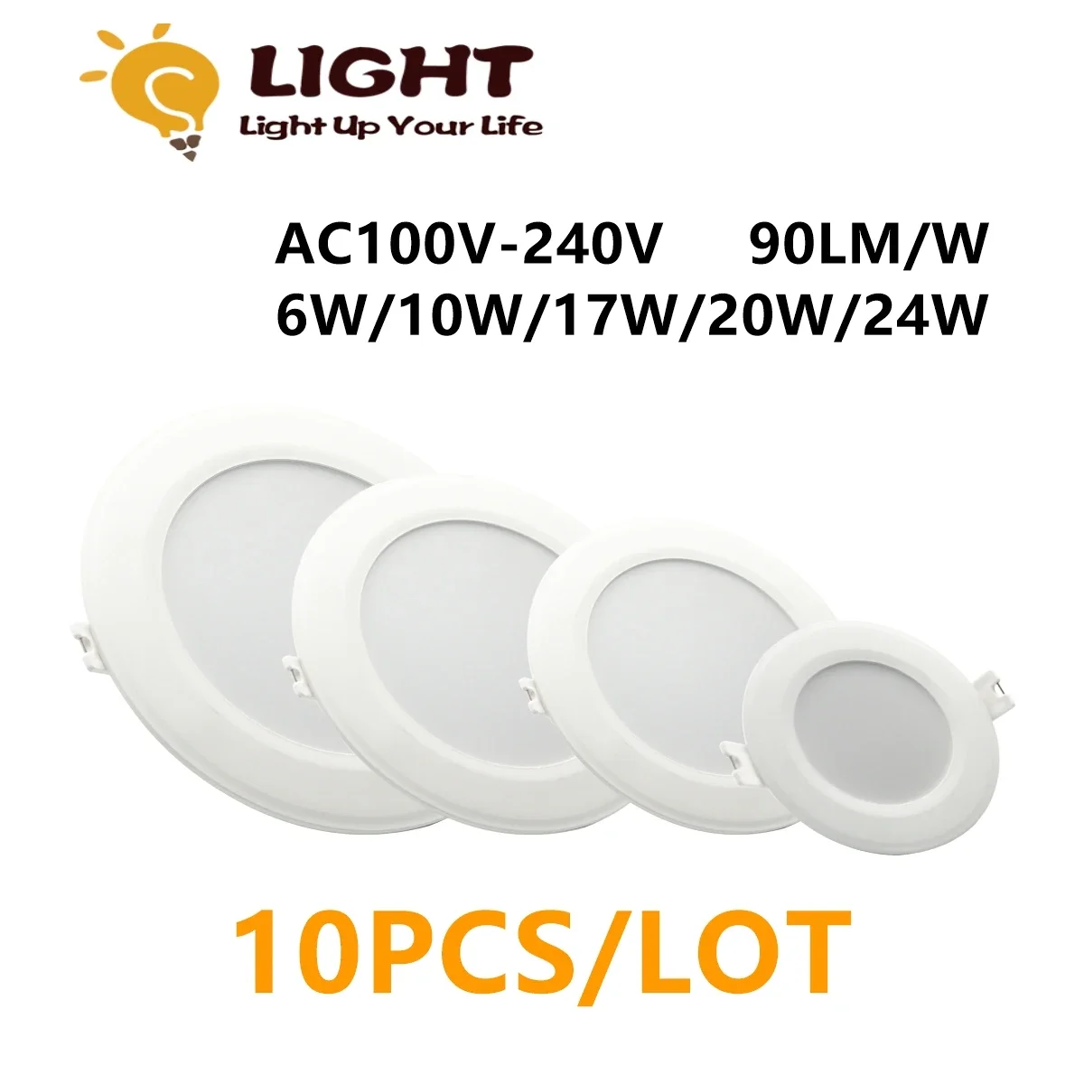 

10pcs/lot Downlight 110V 220V Ceiling Light 6W-24W Recessed Led Down light Round Panel Light Spotlight Indoor Lighting