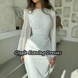 Giggle-vestido de gasa con cuello redondo para mujer, manga larga, sencillo, árabe saudita, hasta el tobillo, elegante, para fiesta de noche, 2024