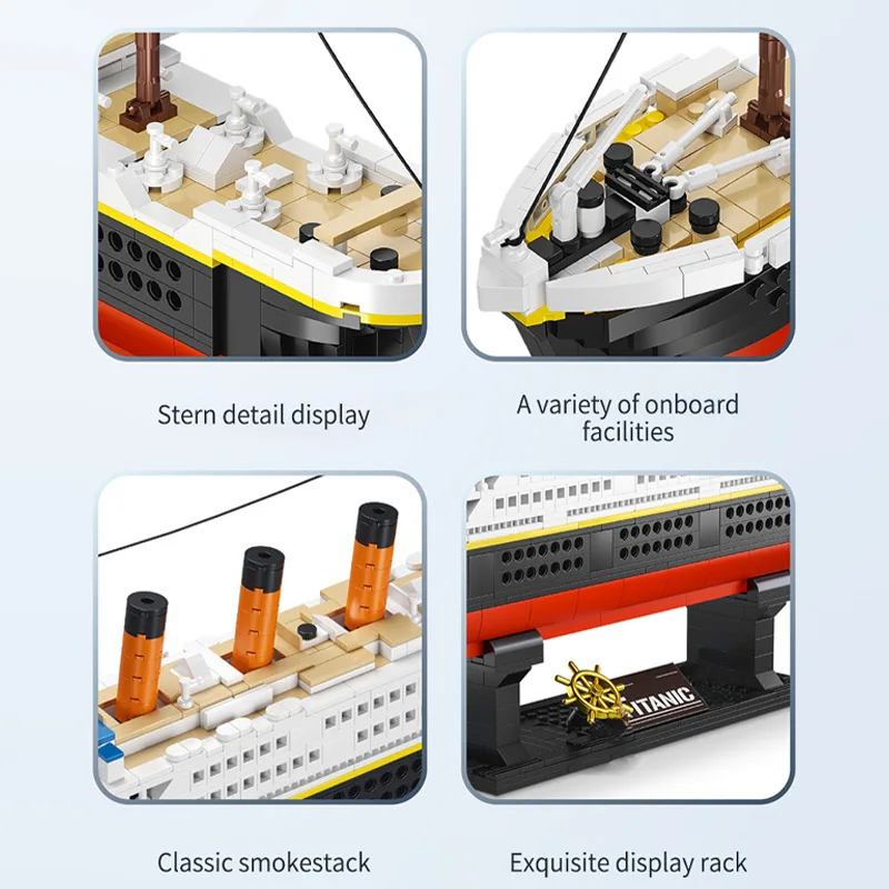 Titanic RMS Cruise Boat Ship Romance Building Blocks 3D 1288PCS Assemble Bricks Educational Model Toys Gifts For Kids Boyfriend