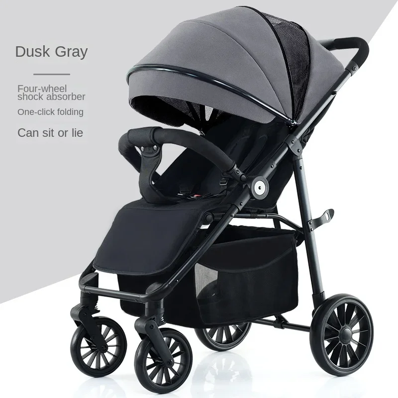 Four-wheeled Baby Stroller Newborn Baby Two-way Swivel Seat Lightweight High Landscape Shock Absorption Folding Stroller