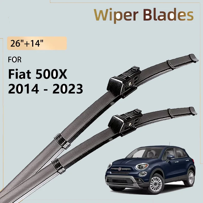 

For Fiat 500X 2014 - 2023 2021 2019 2018 2017 2016 2015 Accessories Natural Rubber Front Wiper Blades Windshield Window Brushes