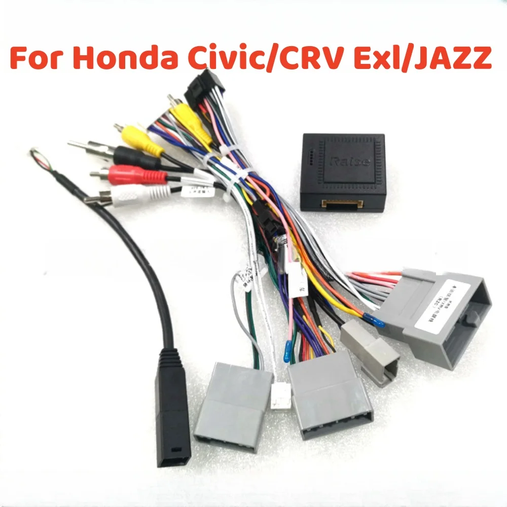 Car 16pin Radio Wiring Harness Canbus Box For Honda Civic XRV CRV Fit Jazz Elysion Jade Vezel HRV GPS CarStereo Wire Aftermarket