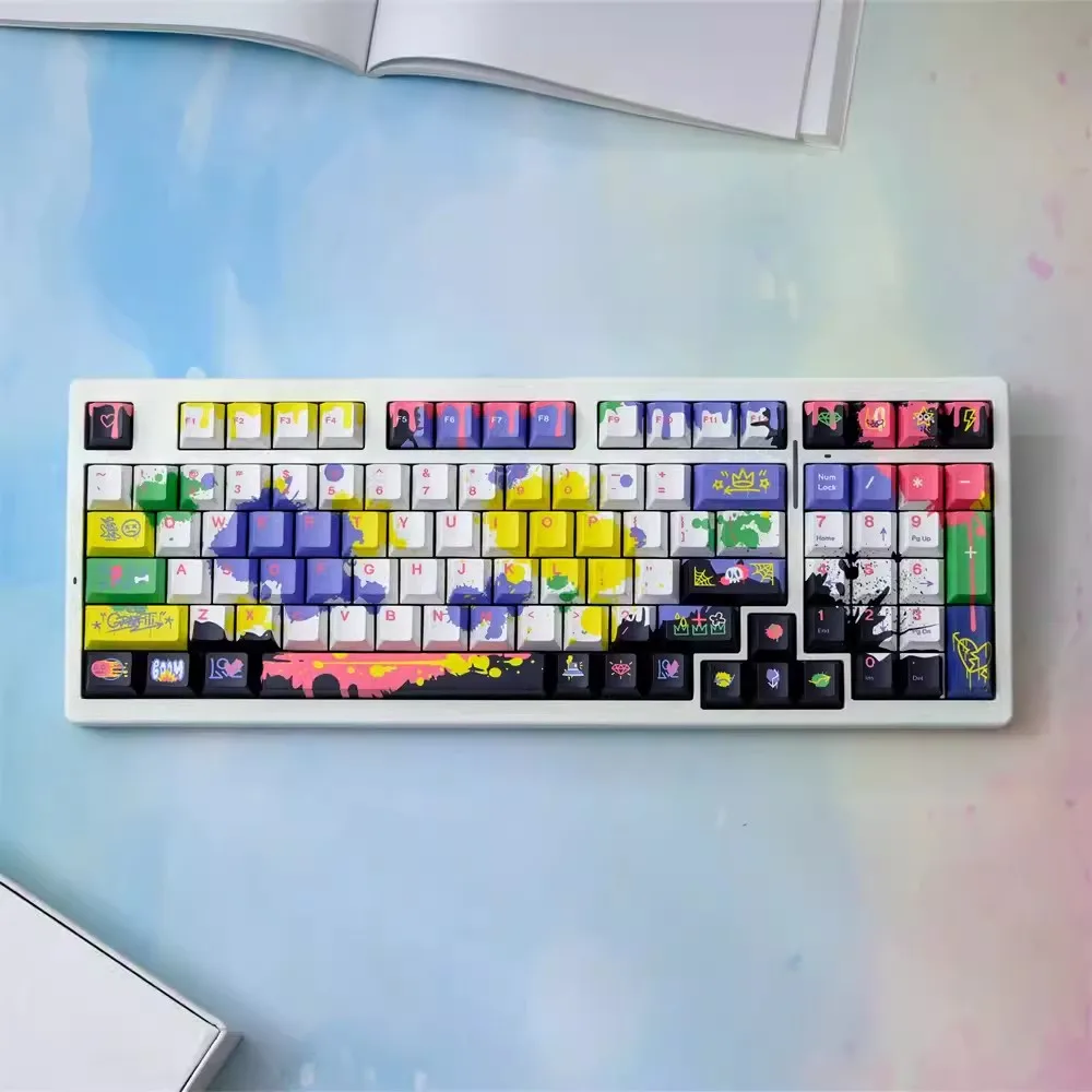 1 Set Graffiti Keycaps PBT Dye Sublimation Key Caps Cherry Profile Colorful Keycap For MX Switch Keyboard 64 75 87 96 980 104