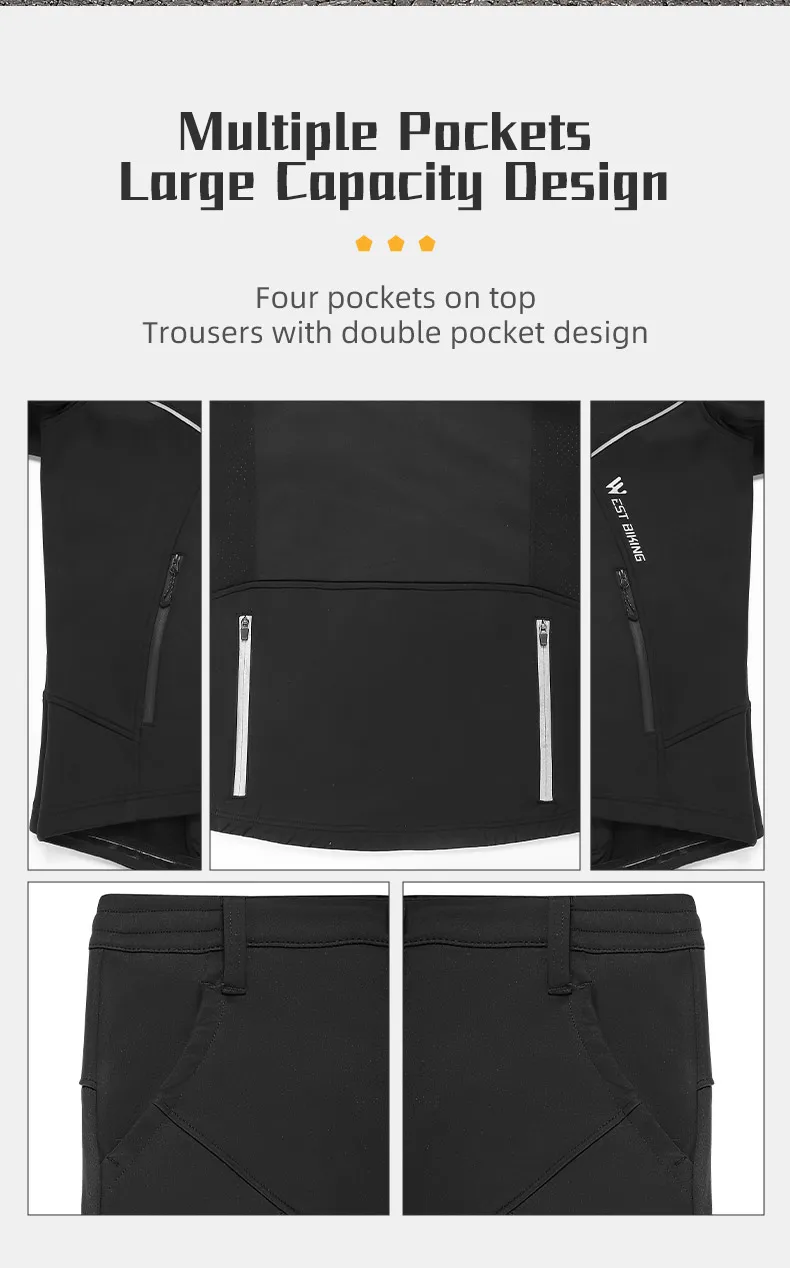 WEST BIKING Winter-Fahrradjacke, warme, winddichte MTB-Fahrradjacke für Herren, Fahrradbekleidung, reflektierendes Set – Detail 14