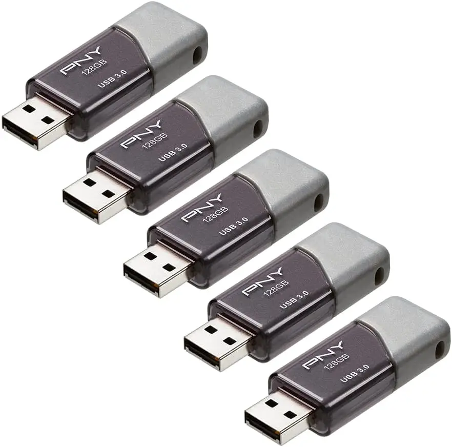 USB 3.0 Flash Drive 5-Pack 128GB, 100MB/s Read, Lightweight Durable for Fast Data Transfer