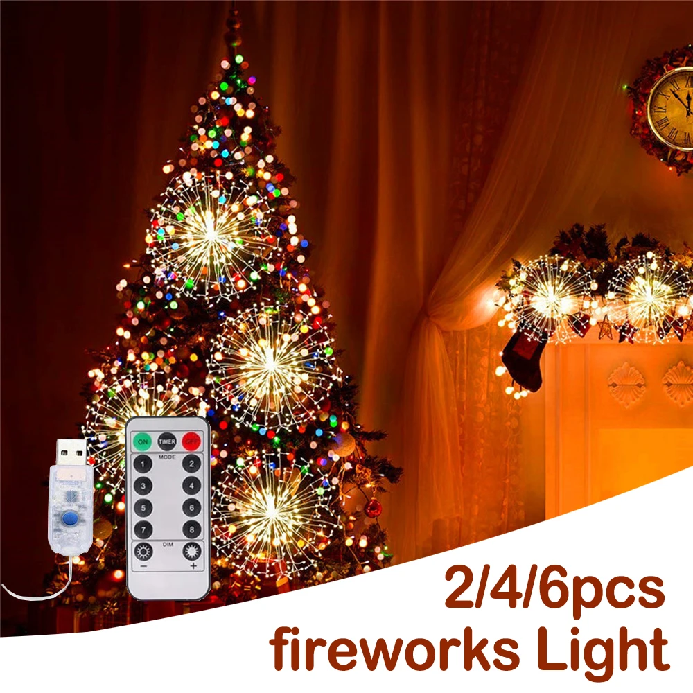 

270LEDS USB Hanging Tree Firework Light tring Fairy Lights DIY Starburst Lamp for Garden Christmas Garland Festival