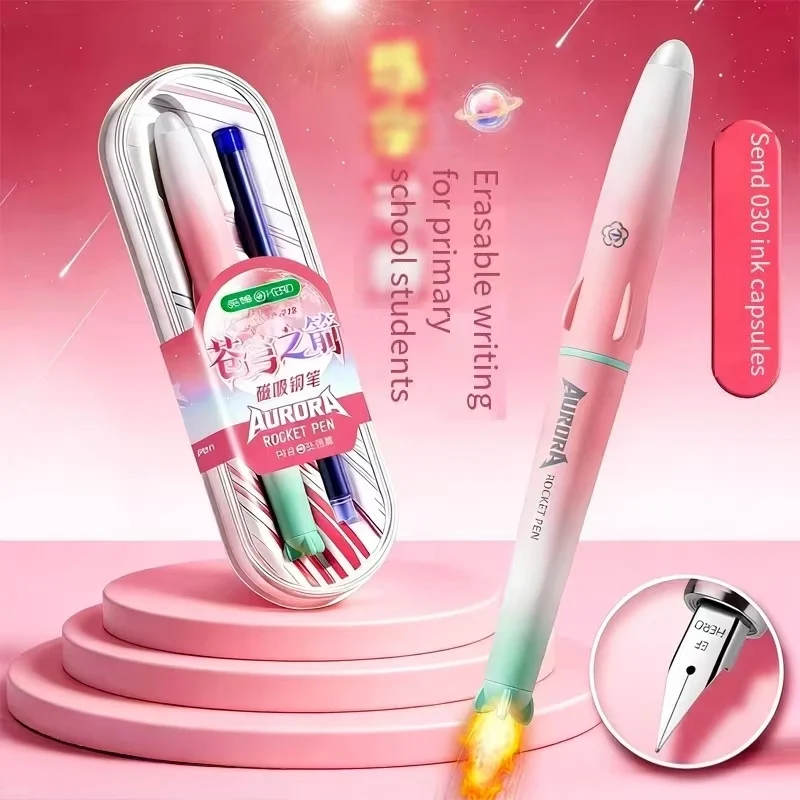Hero P212 Magnetic Fountain Pen | Posture-Correcting | Student Use | Replaceable Ink Cartridges | Leak-Proof for Kids & Beginner