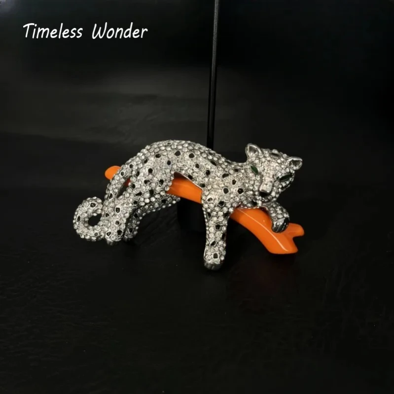 

Timeless Wonder Fancy Enamel Zircon Leopard Brooch Pins for Women Designer Jewelry Runway Rare Luxury Gift Vintage Art Deco 5381