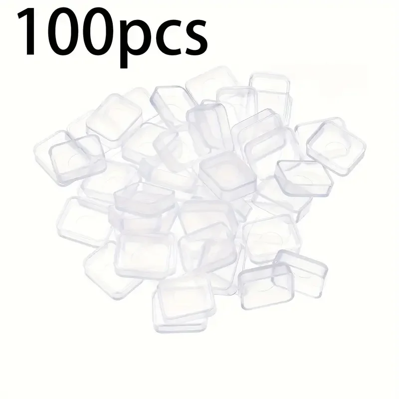 50/100pcs 0.5ml Empty Tiny Watercolor Pans Rounded Corner Transparent Quarter Paint Pans Palette，Artist & Student Perfect Gift