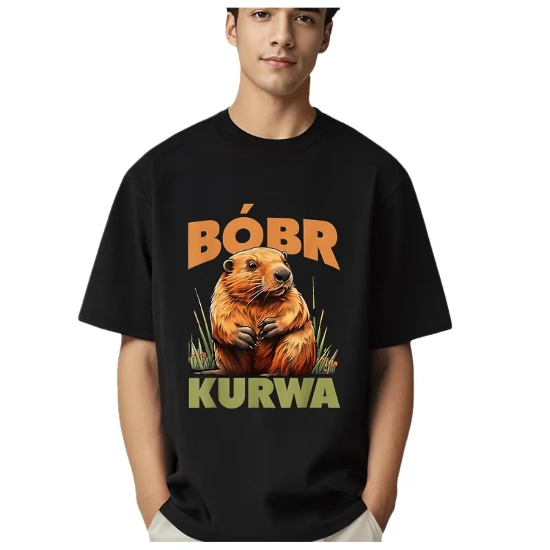 Bobr Bober Kurwa Beaver T Shirt Men Fashion Men T Shirt Tee Print Short Sleeve Tshirt Women Oversized Top Luxury Brand Cotton