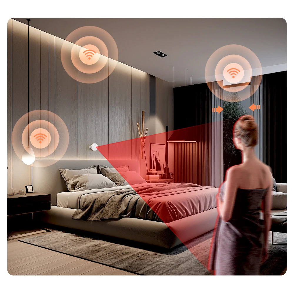 AVATTO Tuya WiFi Sensor de movimento de presença humana Detector de movimento de radar de onda milimétrica com luminância funciona com Alexa, Google Home