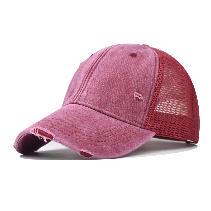 12 Colors  Mesh Summer Cap for Women Ripped Cotton Sun Hats Vintage Distressed Baseball Cap for Men Hats