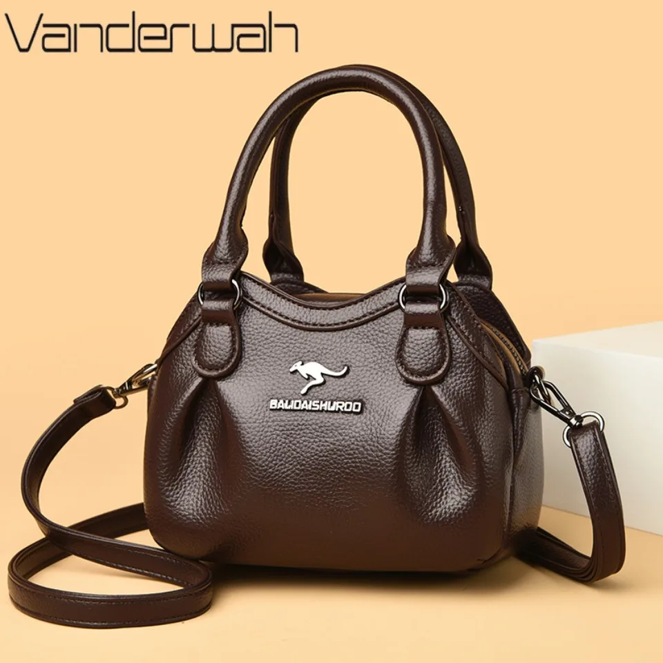 

Fashion Handbag for Women Soft PU Solid Color Casual 3 Layers Crossbody Shoulder Bag Removable Strap Daily Shopping Ladies Bag