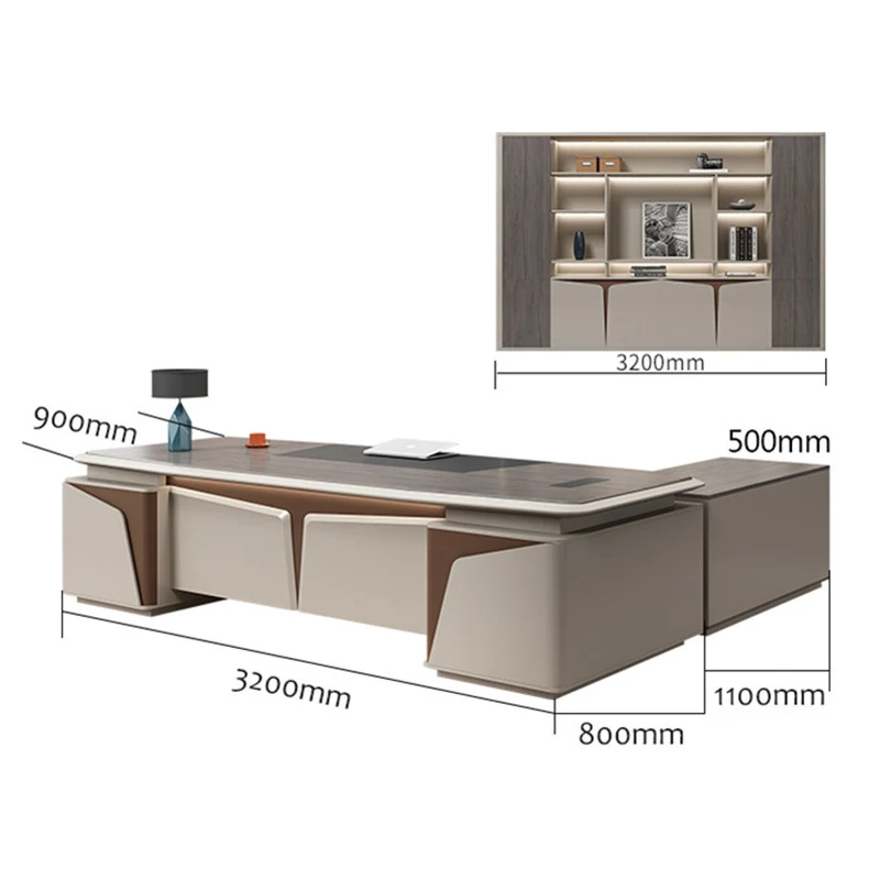 Juncheng Simple Modern Light Luxury Executive Desk High-end Luxurious Manager Desk Office Desk and Chair Set