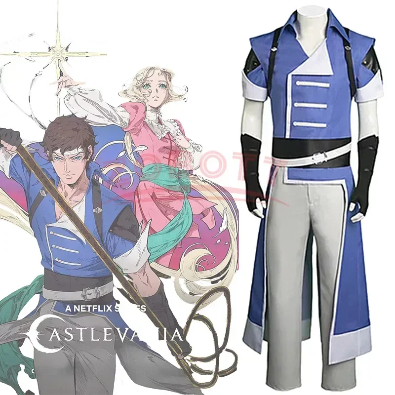 

24-hour Shipping Anime Richter Belmont Cosplay Costume Castlevania Nocturne Cosplay Blue Clothing Uniform Outfits for Men Adult