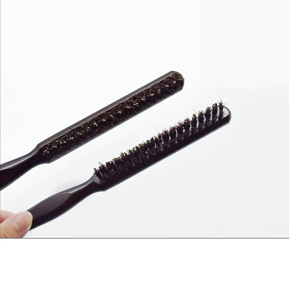 Grzebień drewniany trójrzędowy z naturalnego włosia dzika, szczotka do włosów do salonu fryzjerskiego i użytku domowego, ergonomiczny uchwyt, usuwa martwe włosy, szczotka fryzjerska do salonu.