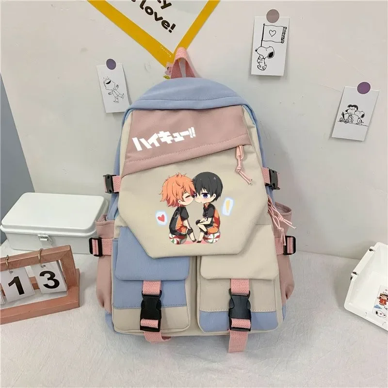 

32×46×14cm Black Blue Green Red, Haikyuu, Anime, Student Kids Teens School Bags, Backpacks, Girls Boys