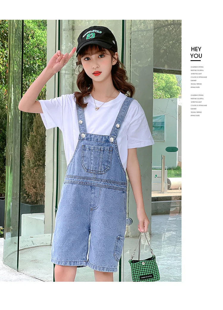 2026 Neue Baby-Trägerhose Overall Sommer Koreanische Version Schlanke Mädchen-Caprihose Kinder-Jumpsuit Denim-Shorts Verstellbare Sommerhose – Detail 8